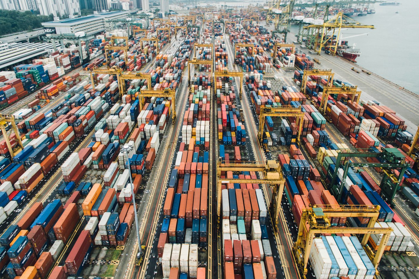 Containers at a port terminal